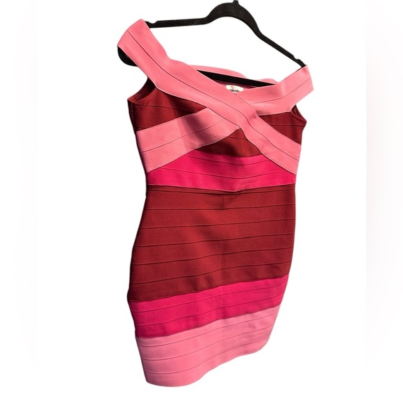 Super down Elegant Pink and Red Bandage Dress size M - Picture 3 of 9